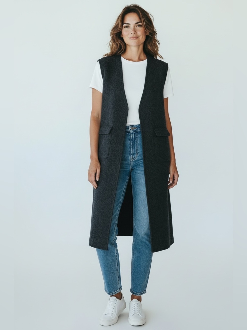 Zara Women’s Puddle Curly Sherpa Dark Blue Coat Vest Size